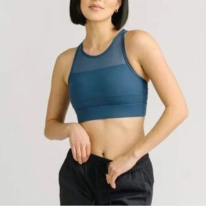 Zyia Active All Star Sports Bra Blue Size Small Workout Zip Back
